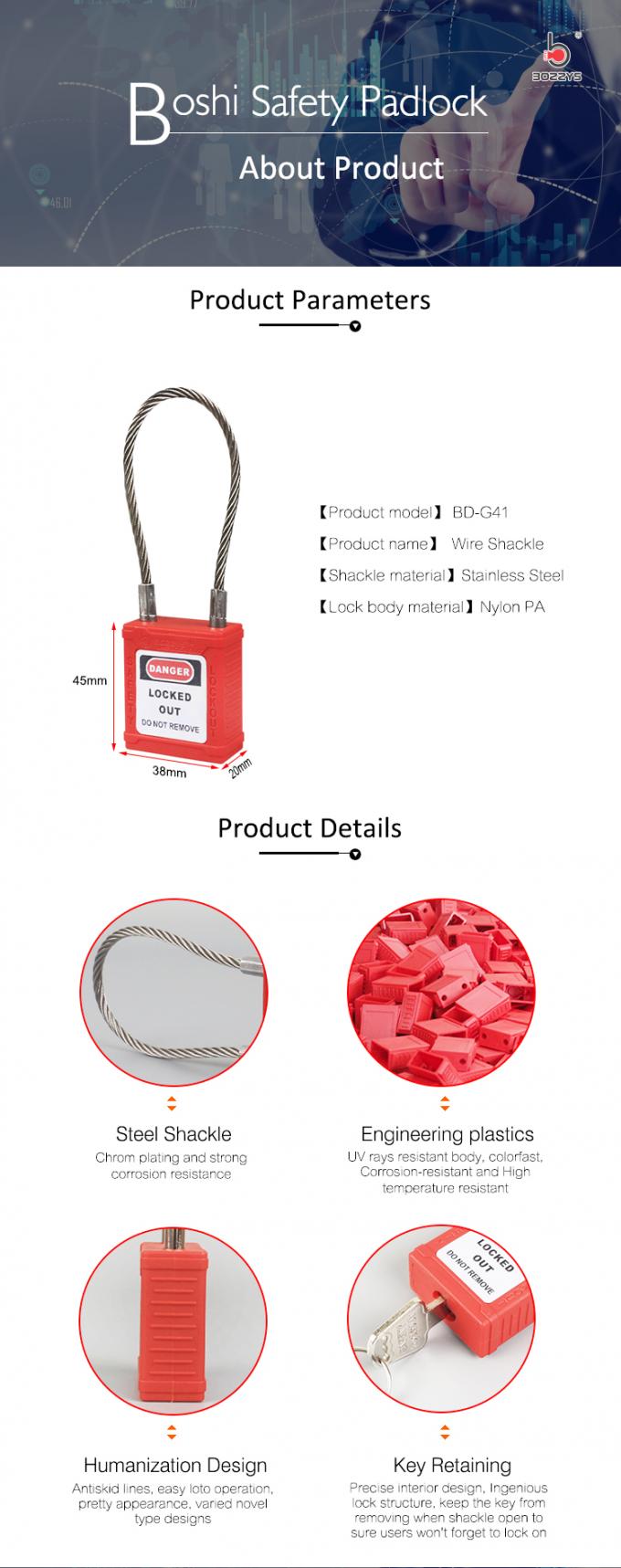 BOSHI中国のブランドの金属線の手錠の物質的な安全南京錠